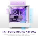 NZXT H5 Flow RGB Compact ATX Mid-Tower PC Gaming Case – High Airflow Perforated Front Panel – White - Image 8