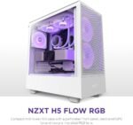 NZXT H5 Flow RGB Compact ATX Mid-Tower PC Gaming Case – High Airflow Perforated Front Panel – White - Image 9