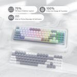 Redragon K628 Pollux 75% Wired RGB Gaming Keyboard, 78 Keys Compact Mechanical Keyboard w/100% Hot-Swap Socket, Free-Mod Plate Mounted PCB & Dedicated Arrow Keys, Quiet Red Switch - Image 4