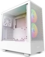 NZXT H5 Flow RGB Compact ATX Mid-Tower PC Gaming Case – High Airflow Perforated Front Panel – White - Image 10