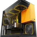 Geometric Future M5 Tempered Glass Mid Tower, E-ATX/ATX Gaming Case Yellow Black