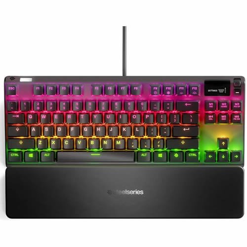61yxZosfL9L._AC_SL1000_ SteelSeries Apex 7 TKL Compact Mechanical Gaming Keyboard – OLED Smart Display – USB Passthrough and Media Controls – Linear and Quiet – RGB Backlit - Image 1